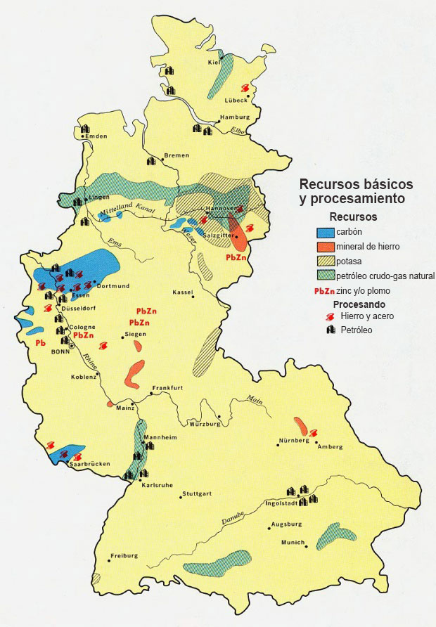 Mapa de recursos naturales de Alemania