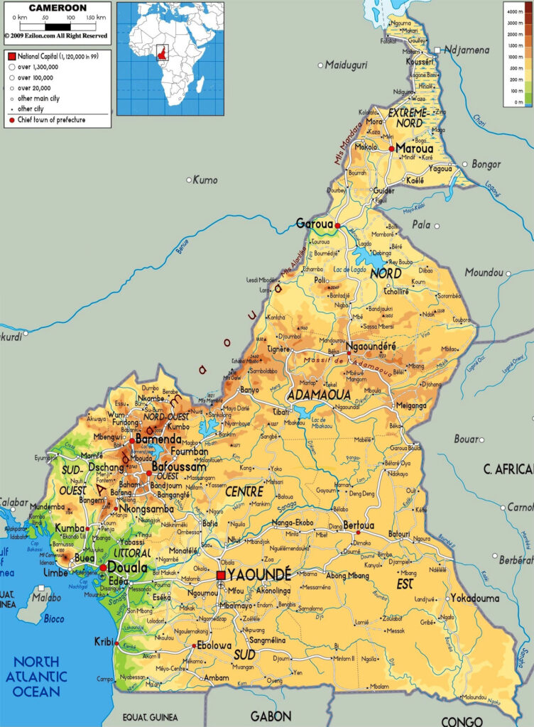 mapa de Camerún - mapa geográfico de Camerún