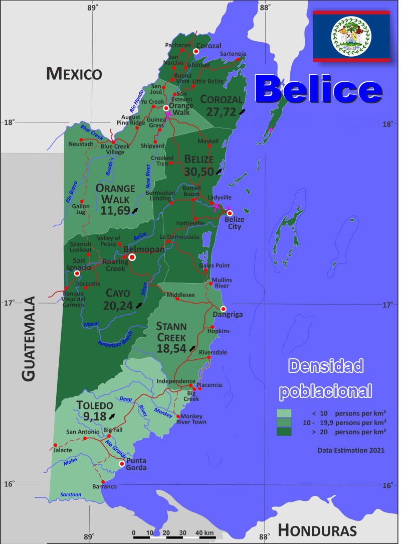 Mapa De Belice Caracter Sticas E Informaci N Cartogr Fica Escuela De Mapa Demografico Belice 